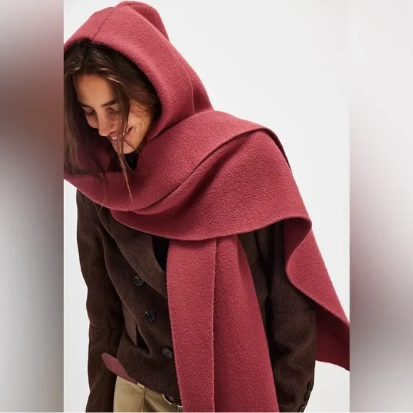 NWT FREE PEOPLE All For You Hooded Scarf In tan/beige/mushroom•extra long &wide - Picture 7 of 16